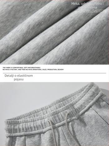Muške sportske casual hlače, opuštenog kroja, srednji struk, vezanje šnonom, 100% poliester
