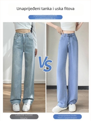 Ženske hlače Lyocell denim, lagane za ljeto, novi model 2026, svijetla boja, drapiran kroj, široke hlače s visokim strukom