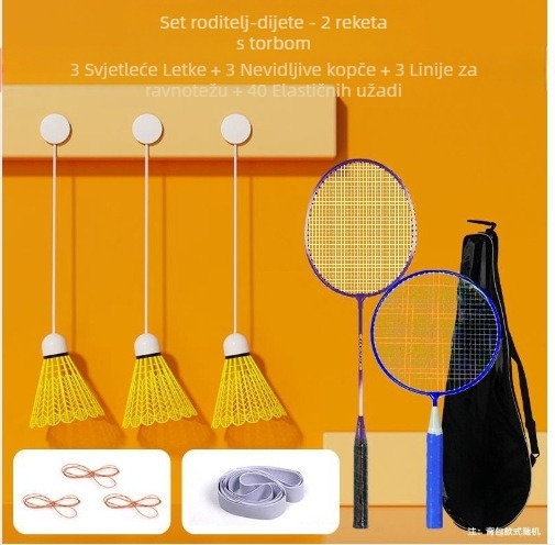 Trener za badminton, okvir od željezne legure, težina 95–100 g, drška G2, tip reketa: izravan udarac