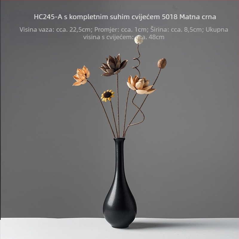 Zen stil buket suhog cvijeća za dnevni boravak – mješavina elemenata s lotosom, plodovima lotosa i borovim šišicama (Variety: Lily; Material: Other; Craft: Other; Gift: No)