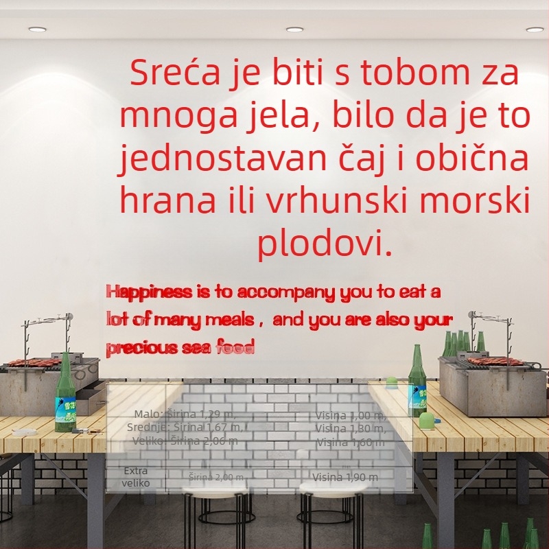 3D akrilna zidna naljepnica – geometrijska apstrakcija, mural za restoran, vodootporna, jednostavan i moderan stil