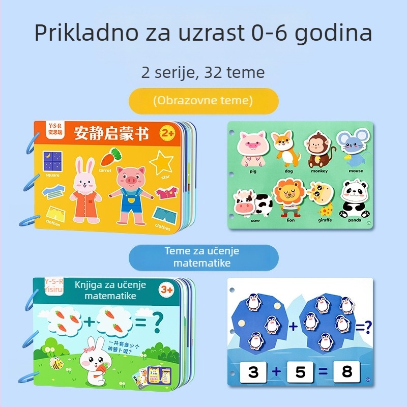 Obrazovna tiha knjiga za djecu 4–6 godina – razvoj kognicije i koordinacije ruka-oko kroz aktivnosti trganja i lijepljenja