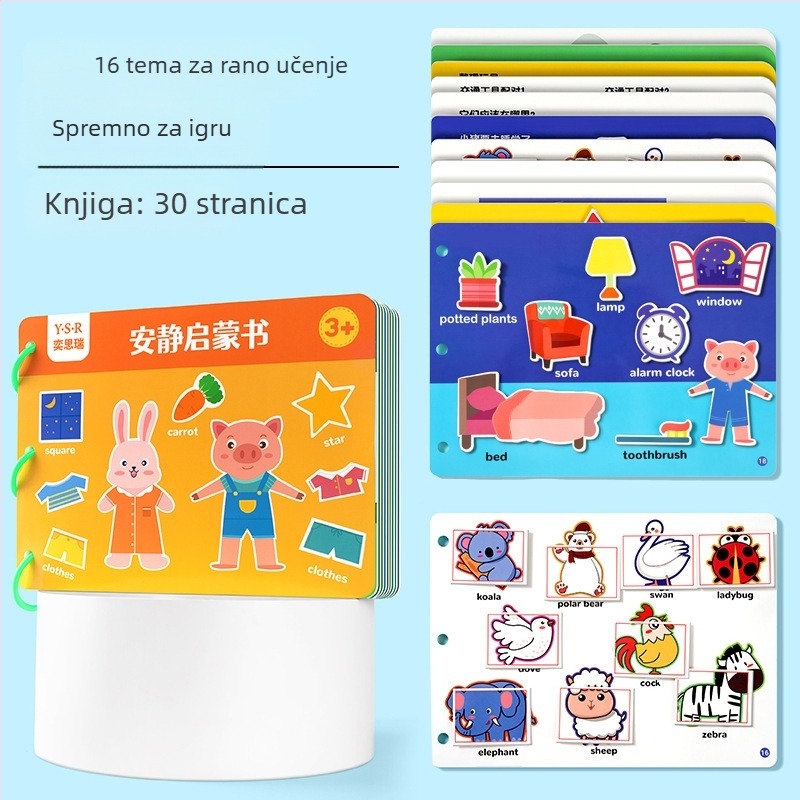 Obrazovna tiha knjiga za djecu 4–6 godina – razvoj kognicije i koordinacije ruka-oko kroz aktivnosti trganja i lijepljenja