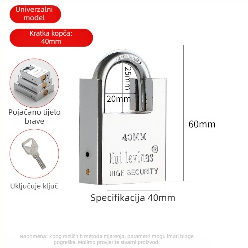 Kućni katanc Flat Ring, model g-type, bakrenog materijala, za mala vrata, protupožarna zaštita