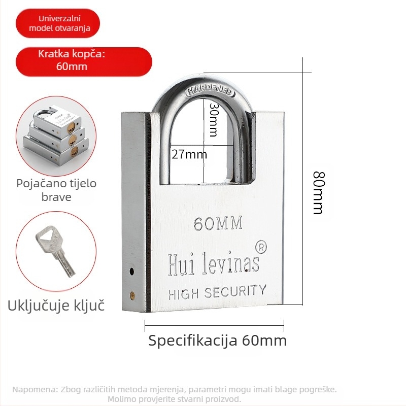 Kućni katanc Flat Ring, model g-type, bakrenog materijala, za mala vrata, protupožarna zaštita
