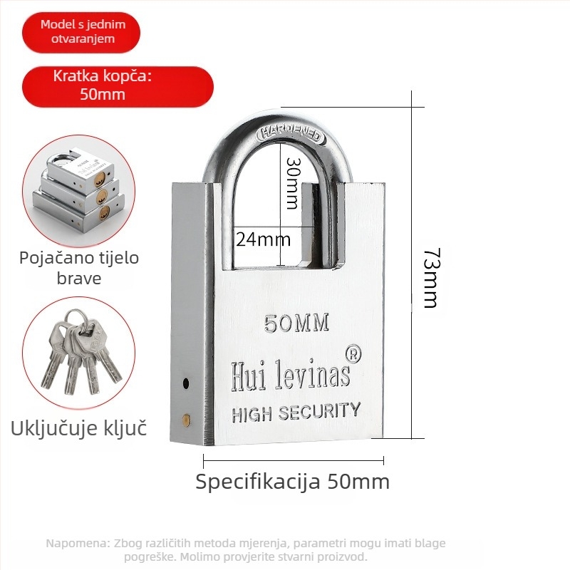 Kućni katanc Flat Ring, model g-type, bakrenog materijala, za mala vrata, protupožarna zaštita