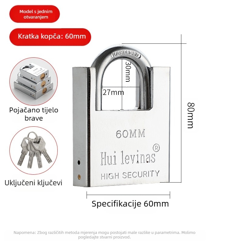 Kućni katanc Flat Ring, model g-type, bakrenog materijala, za mala vrata, protupožarna zaštita