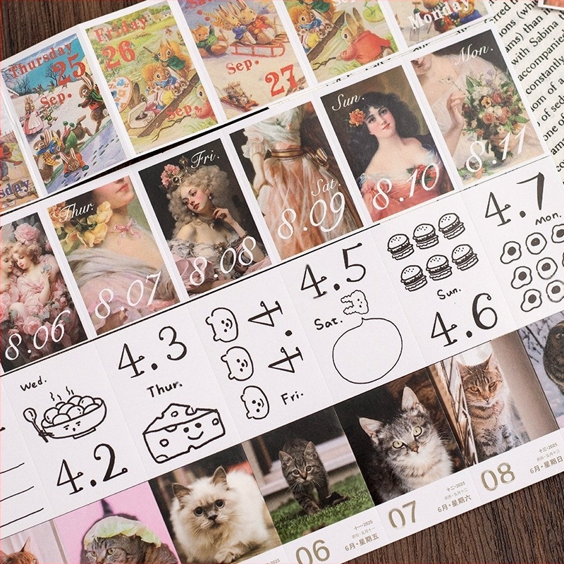 Dnevnik 2025 s dnevnom stranom i odtrživim datumima - retro europsko-američki stil tipografije - težina 104 g - Icy Sea