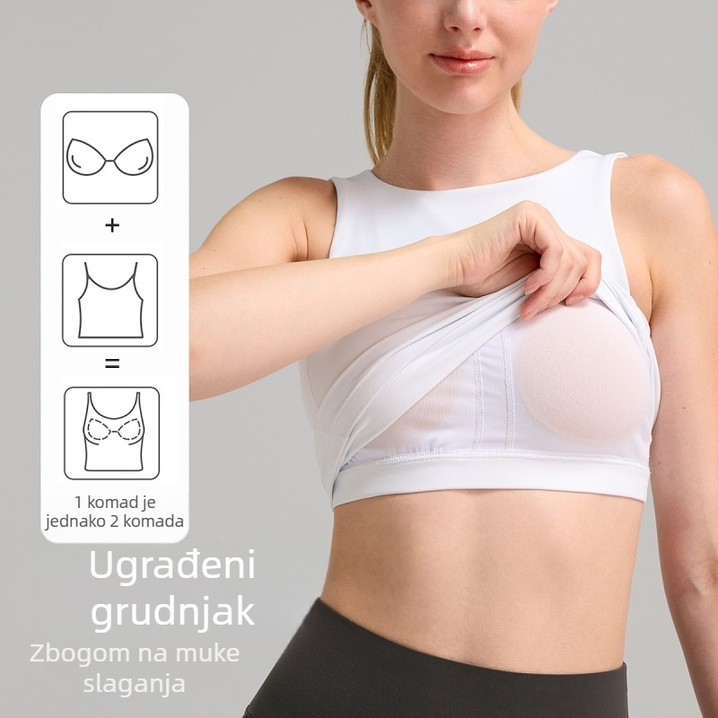 Ženski trkački top – U-Back, Brushed Slim Fit, Spandex, Xiaoxing tkanina, uključene jastučiće za grudi