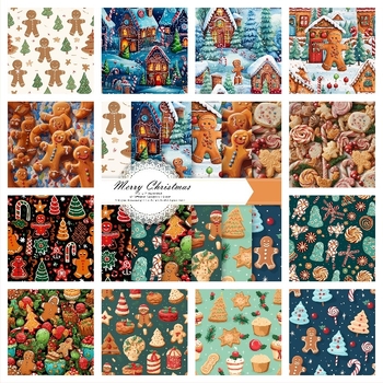 Pozadinski papir s motivom medenjaka za DIY ukrase – Vintage ručna izrada, papir za kartice, 157gsm zaštitni papir + 160gsm offset papir, 12 listova u pakiranju (opcije: 24 listova 40g, 36 listova 80g, 120g pakiranje)