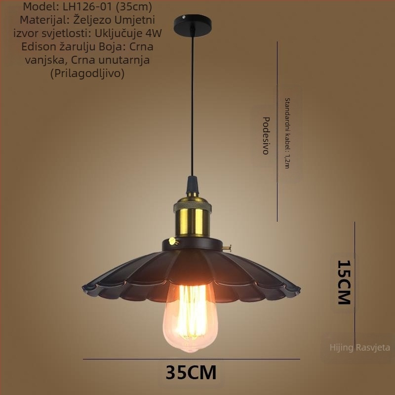 Željezni luster s LED svjetlom, jedne glave, pogodan za hodnik i restoran