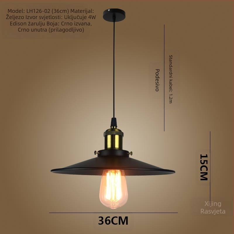 Željezni luster s LED svjetlom, jedne glave, pogodan za hodnik i restoran