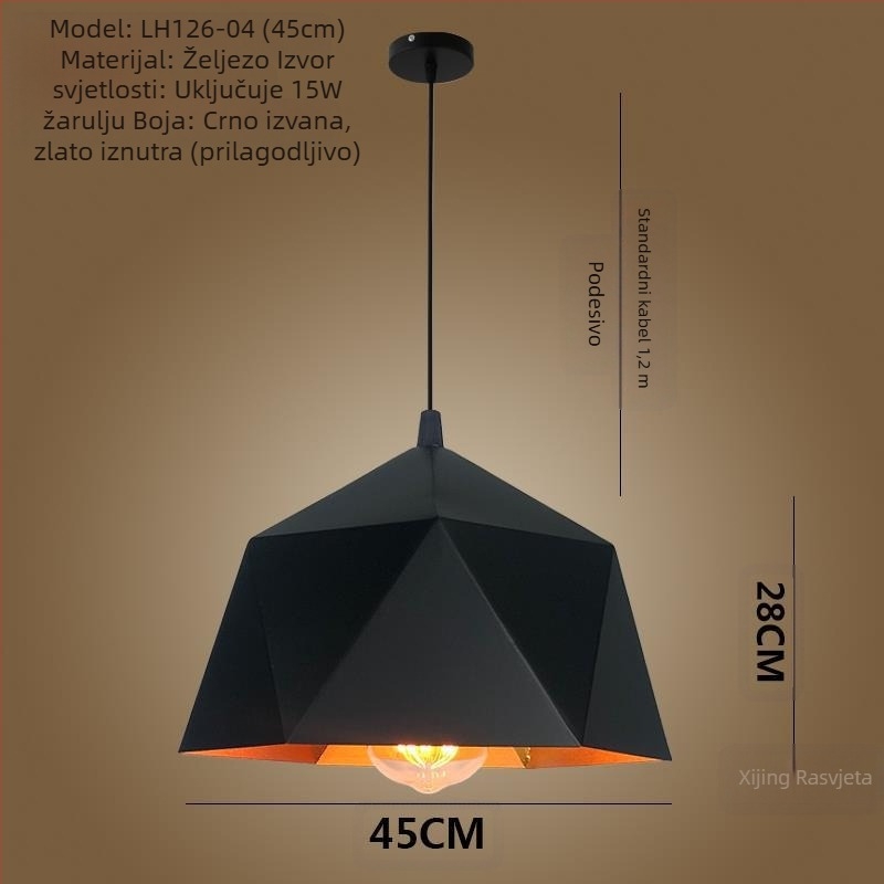 Željezni luster s LED svjetlom, jedne glave, pogodan za hodnik i restoran