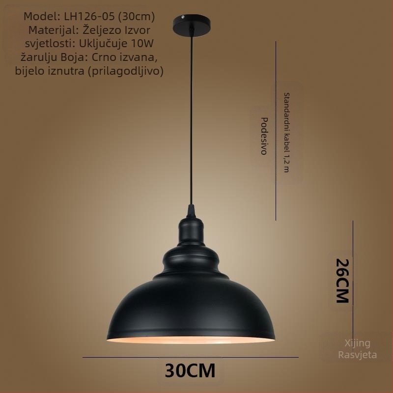 Željezni luster s LED svjetlom, jedne glave, pogodan za hodnik i restoran