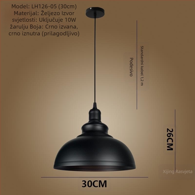 Željezni luster s LED svjetlom, jedne glave, pogodan za hodnik i restoran