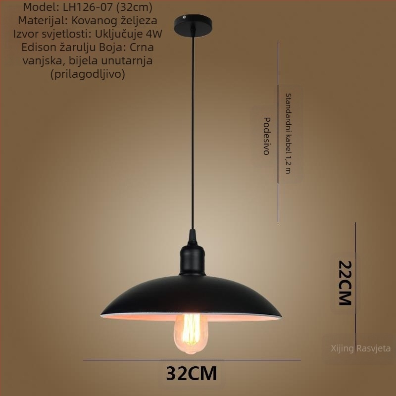 Željezni luster s LED svjetlom, jedne glave, pogodan za hodnik i restoran