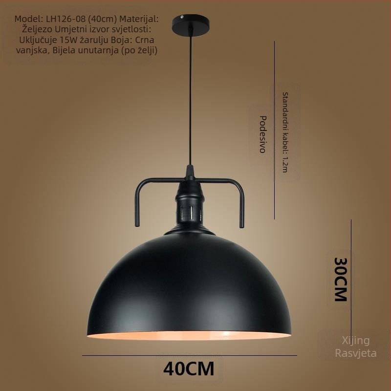 Željezni luster s LED svjetlom, jedne glave, pogodan za hodnik i restoran