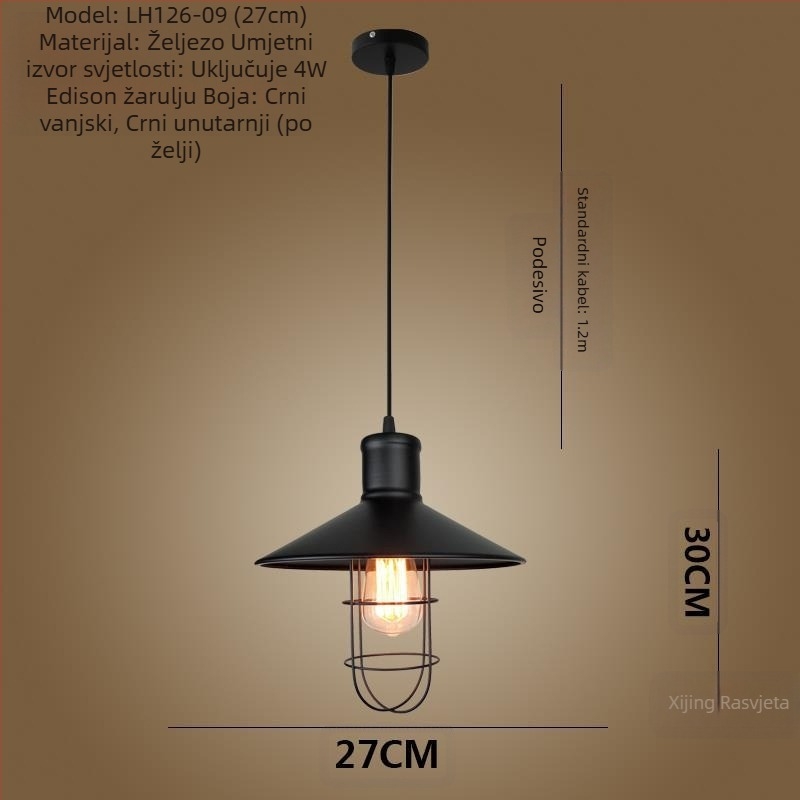 Željezni luster s LED svjetlom, jedne glave, pogodan za hodnik i restoran