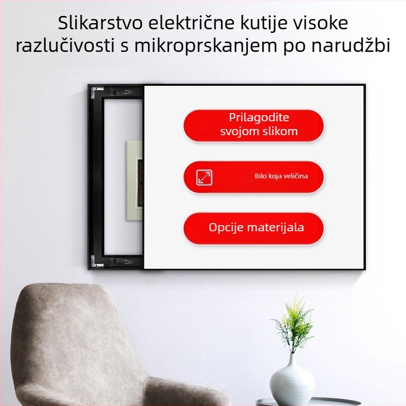 Prilagodljiva dekorativna slika za kutiju mjernog uređaja i hidraulički potisno-vučni prekidač — zidna umjetnost za dnevni boravak koja skriva ružnu kutiju