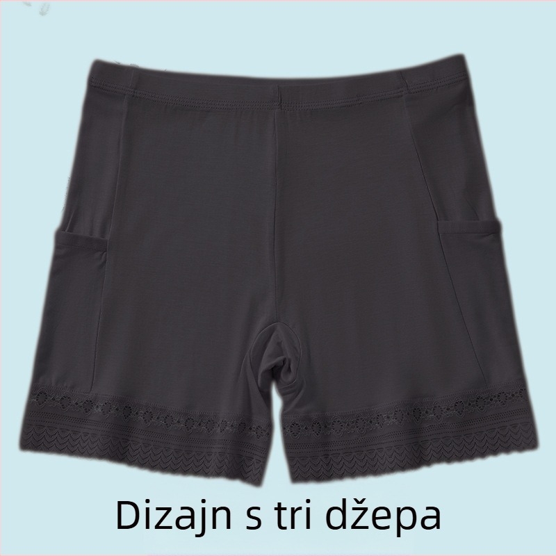 Ženske viskozno čipkaste sigurnosne šortse s srednjim strukom, pamučna podstava, brzo sušenje