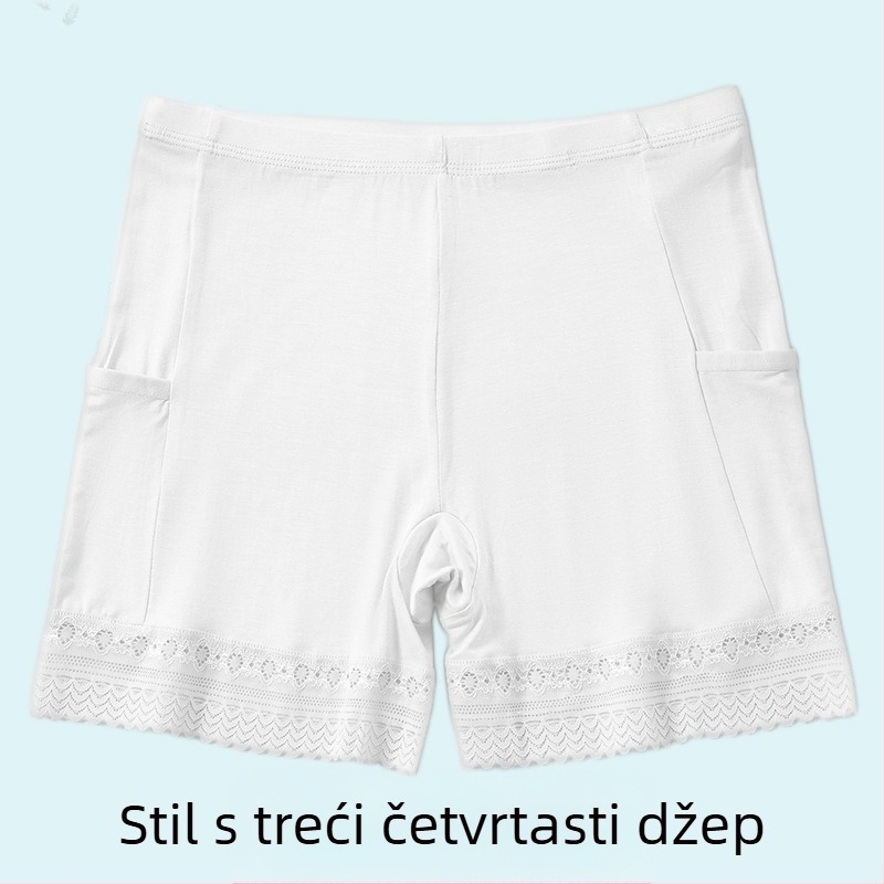 Ženske viskozno čipkaste sigurnosne šortse s srednjim strukom, pamučna podstava, brzo sušenje