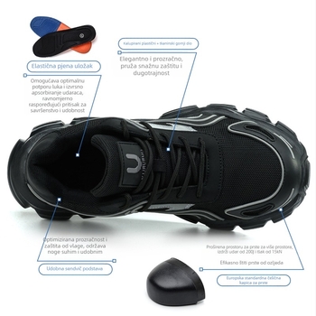 Anbaili ženske zaštitne cipele s čeličnim vrhom, Flyknit gornji dio, otpornost na udarce i prodiranje, niskog gležnja