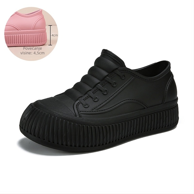 Ženske kišne čizme - vodoodporne, PVC gornji dio, slip-on, niski peta 1–3 cm