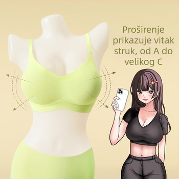 Bežični Push-Up grudnjak — materijal: najlon; podstava: najlon; tanke oblikovane košarice; fiksirani dvostruki naramenici; stražnje zatvarač s četiri reda kopči