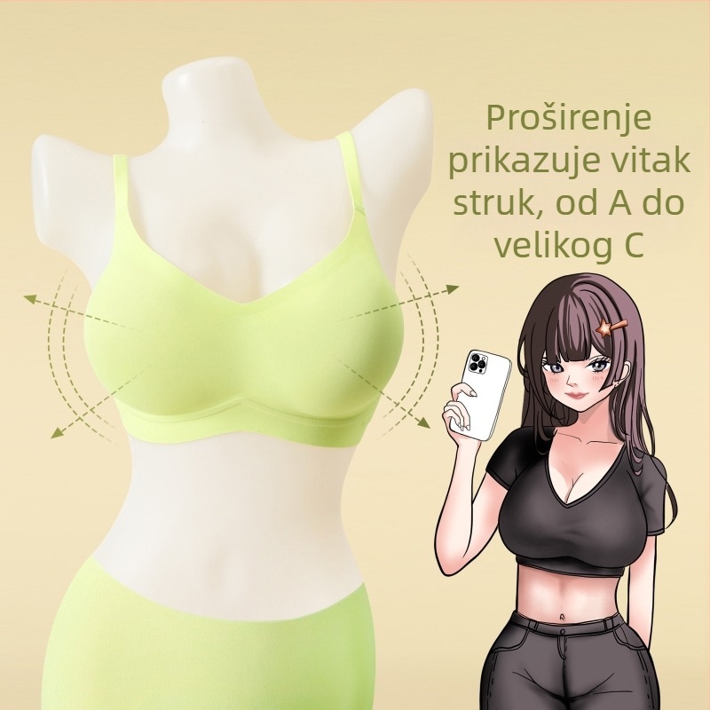 Bežični Push-Up grudnjak — materijal: najlon; podstava: najlon; tanke oblikovane košarice; fiksirani dvostruki naramenici; stražnje zatvarač s četiri reda kopči