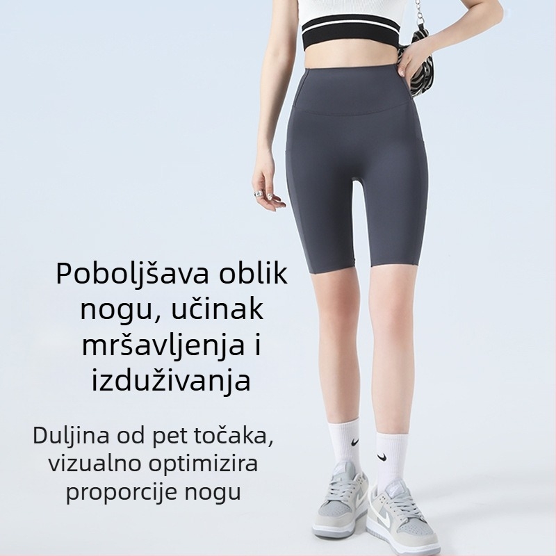 Baonasi ženske sportske hlače za vožnju biciklom sa bočnim džepovima, tanke, capri duljine, oblikovanje trbuha i podizanje stražnjice, joga legice