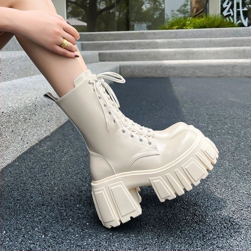 Platformske Martin čizme s debelim potpeticama, do polovine listova, PU gornji dio, gumena potplata