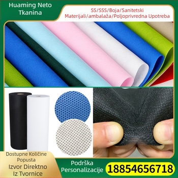 PP spunbond netkani tekstil – 100% polipropilen, postup spunbond, GB standard, pogodna za medicinske i sanitarne tekstilije, podstava za odjeću, kućne tekstilije i pakiranje