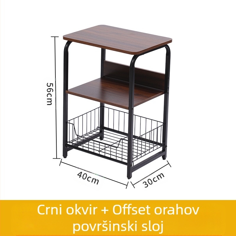Li Yao 55 bočni stol s metalnim okvirom, MDF Melamine površina, završni premaz pečenom bojom, kvadratnog oblika, s prostorom za odlaganje