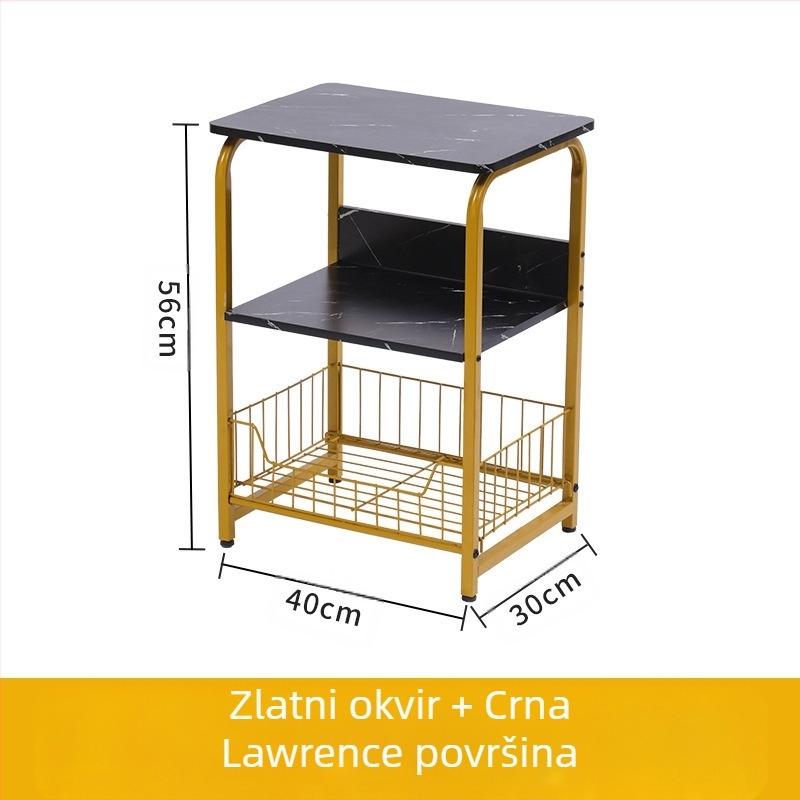 Li Yao 55 bočni stol s metalnim okvirom, MDF Melamine površina, završni premaz pečenom bojom, kvadratnog oblika, s prostorom za odlaganje