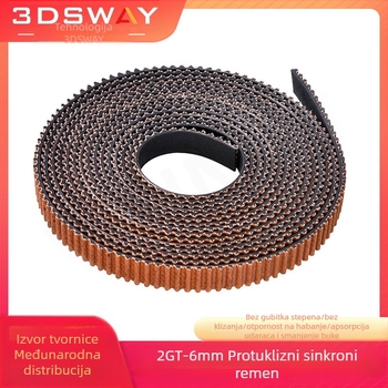 GT2 zupčasti remen za 3D pisače – PU ojačan čeličnim vlaknom, 2GT korak, 3dsway