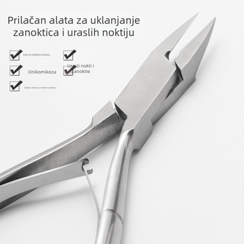 Klešta za nokte od nehrđajućeg čelika - prijenosni kućni alat za nokte, žljeb za nokte, ravna i nagnuta usta