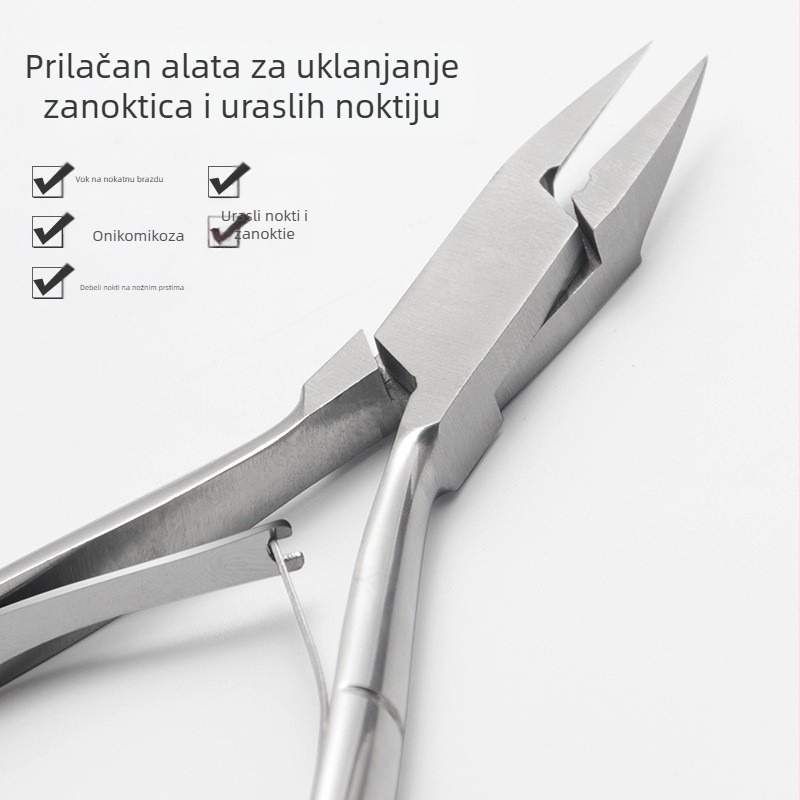 Klešta za nokte od nehrđajućeg čelika - prijenosni kućni alat za nokte, žljeb za nokte, ravna i nagnuta usta