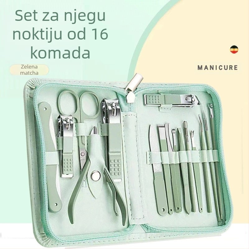 Set alata za manikuru s zatvaračem torbice, 35 dijelova, nehrđajući čelik, čeljusti za žljebove noktiju, višenamjenske pinzete