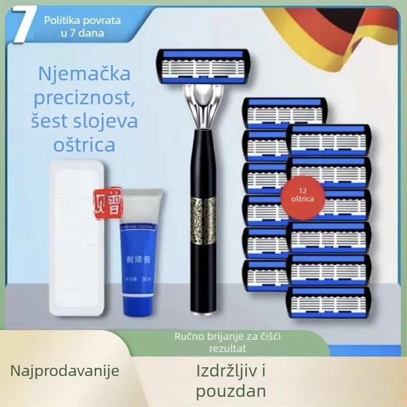 Ručni brijač sa šestosloj nom oštricama – 15-dijelni set za muškarce
