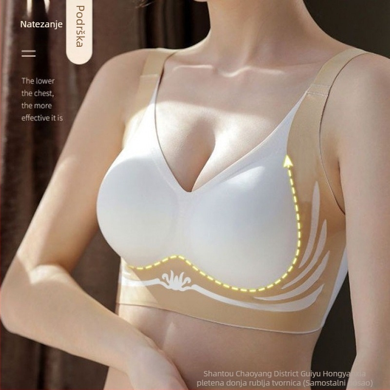 Bešavni Ice Silk grudnjak s push-upom, 3/4 košarice, fiksne dvostruke naramenice, stražnje kopčanje s tri reda, najlon tkanina