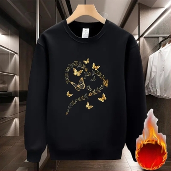Unisex duksa s okruglim izrezom, fleece, opušten kroj, dugi rukavi, otisak leptir-srce