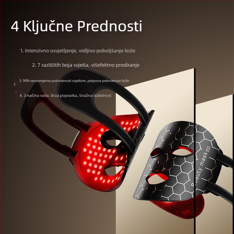 Maska za ljepotu s fotonskim svjetlom za podmlađivanje i sjaj kože, 3 brzine, izlazi 2023