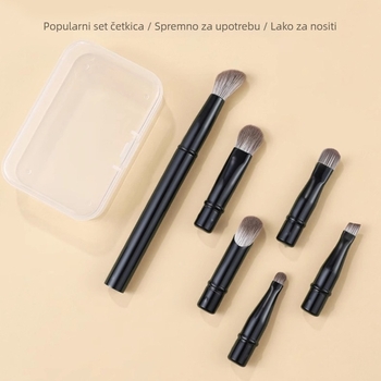 Set kistova za šminku s 6 zamjenjivih glavica, plastična drška, sintetička vlakna, duljina dlačica 10–15 mm, ukupna duljina 110 mm