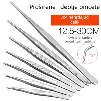 Pinceta od nehrđajućeg čelika za akvarij s ravnim i zakrivljenim vrhom, za hranjenje i rukovanje vodnim biljkama