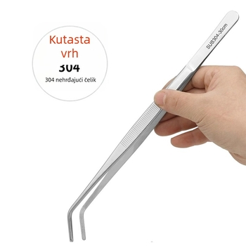 Pinceta od nehrđajućeg čelika za akvarij s ravnim i zakrivljenim vrhom, za hranjenje i rukovanje vodnim biljkama