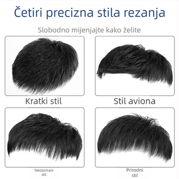 Muška perika od pravih vlasi s mehaničkim sustavom, kratka duljina, može se bojati i permati, prekriva ćelavost
