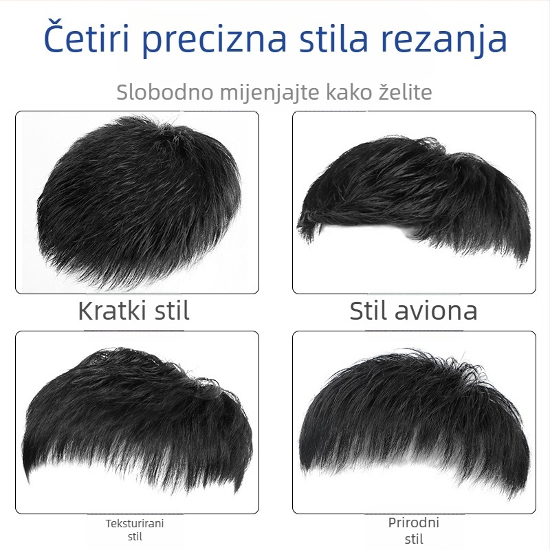 Muška perika od pravih vlasi s mehaničkim sustavom, kratka duljina, može se bojati i permati, prekriva ćelavost