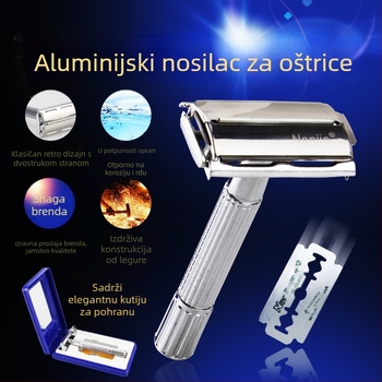 Ručni potpuno metalni dvostrani brijač s nehrđajućim čelikom, rotirajuća glava