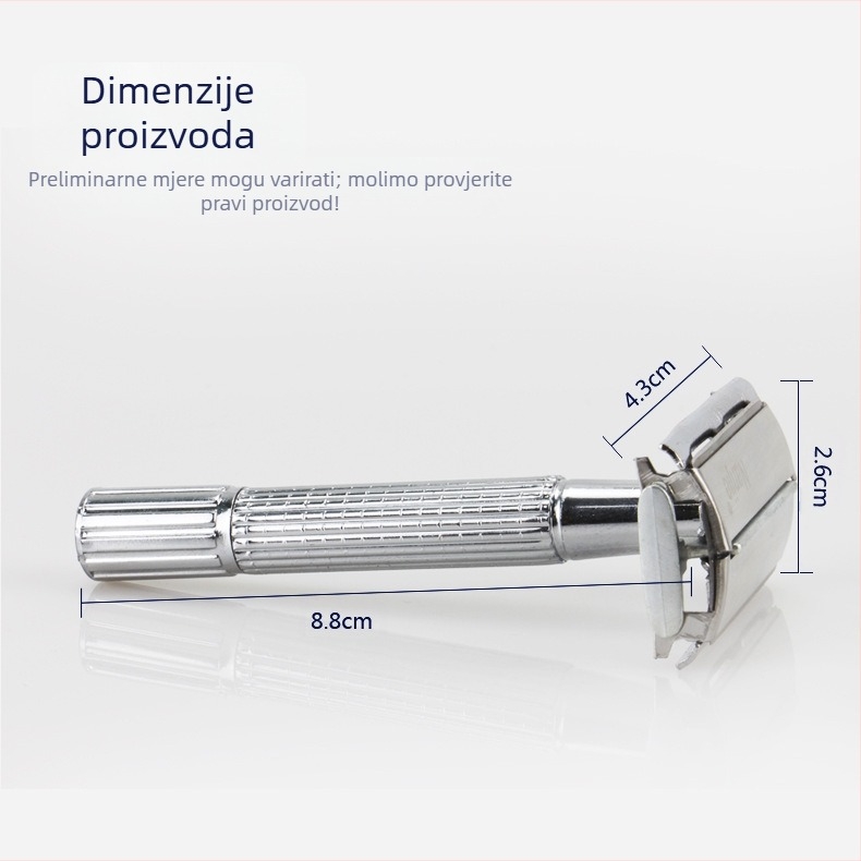 Ručni potpuno metalni dvostrani brijač s nehrđajućim čelikom, rotirajuća glava