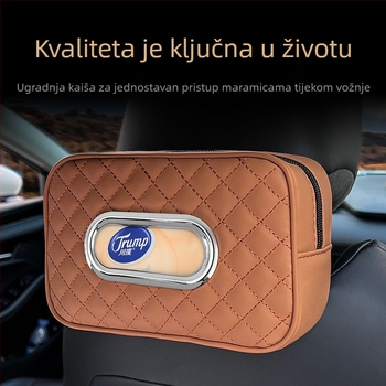 Youbeimei kožna kutija za maramice u autu s remenom za pričvršćivanje, universalni unutarnji dodatak